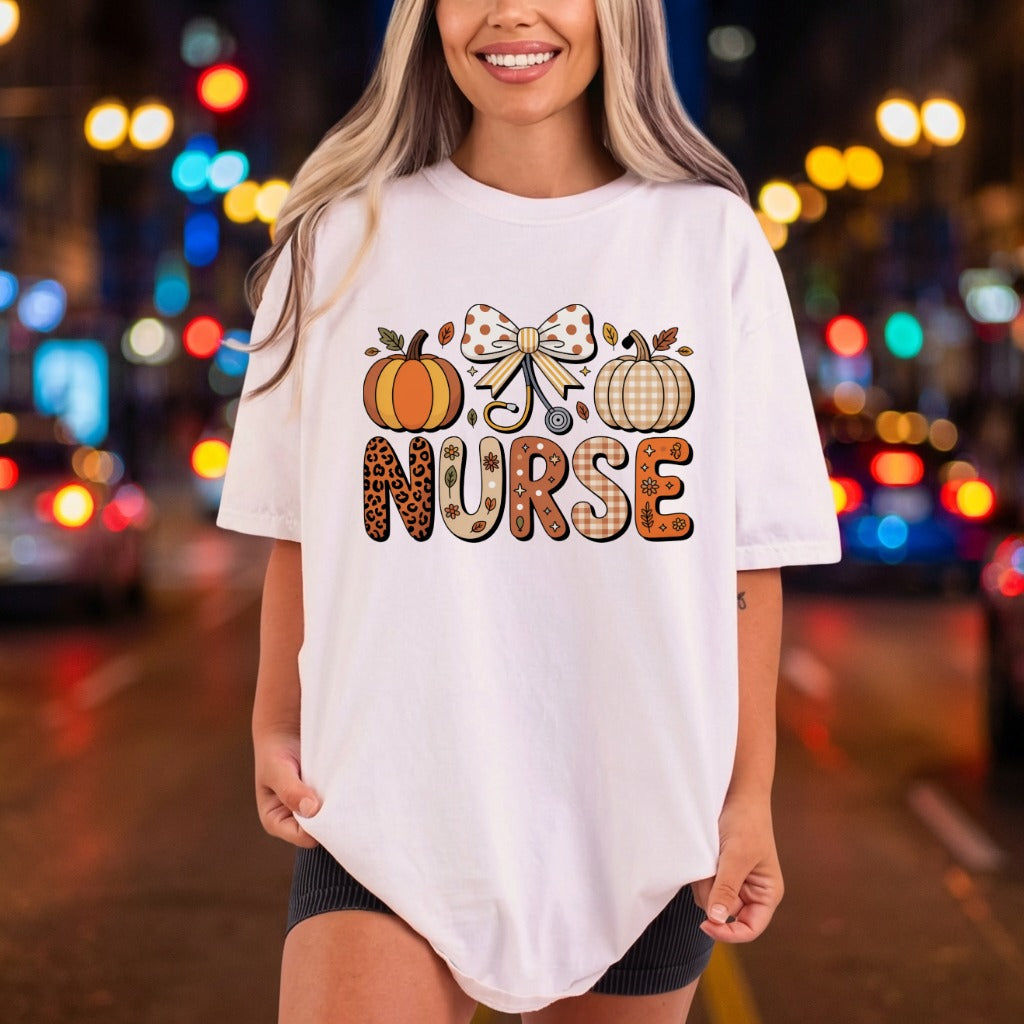 Fall Nurse Pumpkin Autumn Halloween Thanksgiving Ready to Press DTF Transfer for Dtf