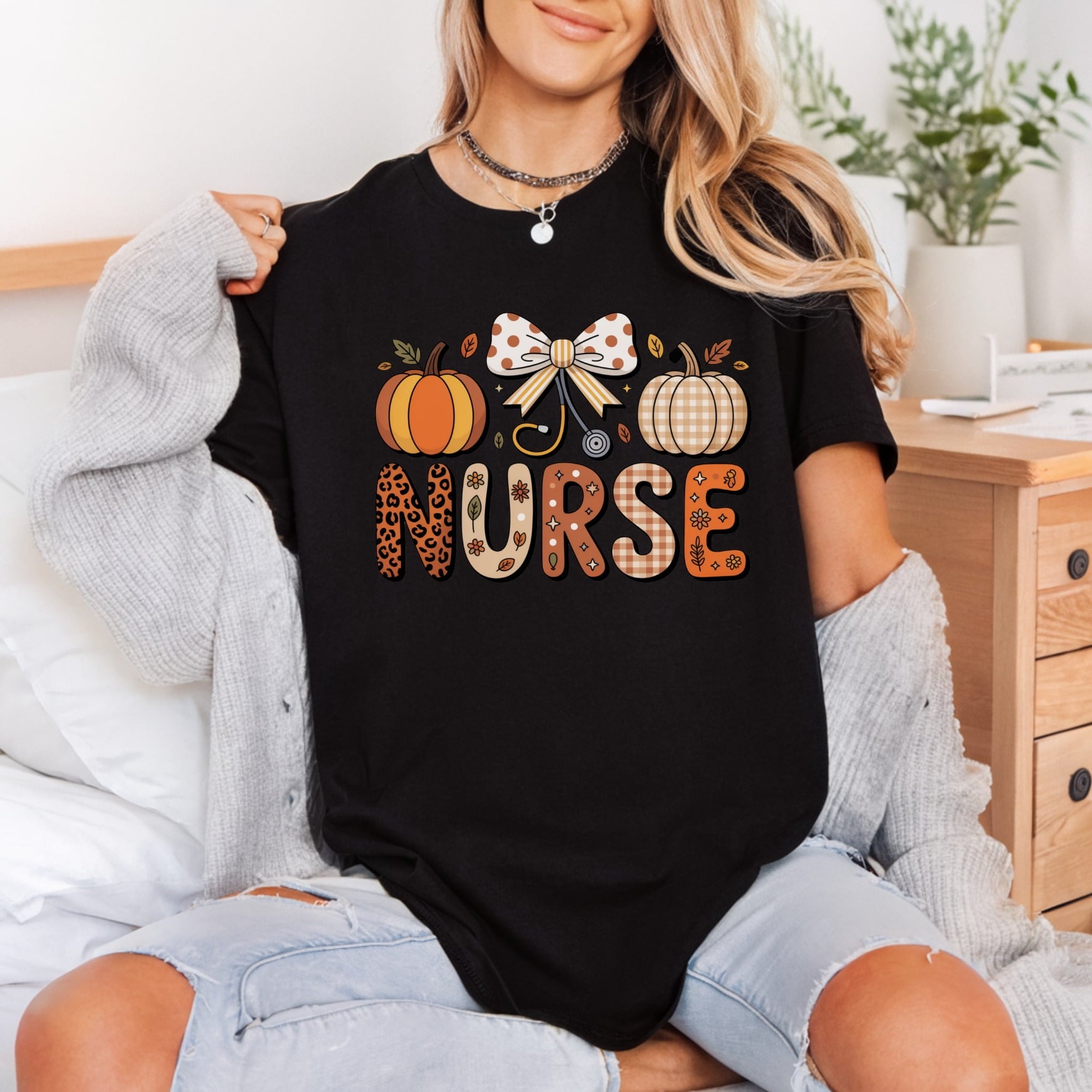 Fall Nurse Pumpkin Autumn Halloween Thanksgiving Ready to Press DTF Transfer for Dtf