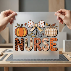 Fall Nurse Pumpkin Autumn Halloween Thanksgiving Ready to Press DTF Transfer for Dtf