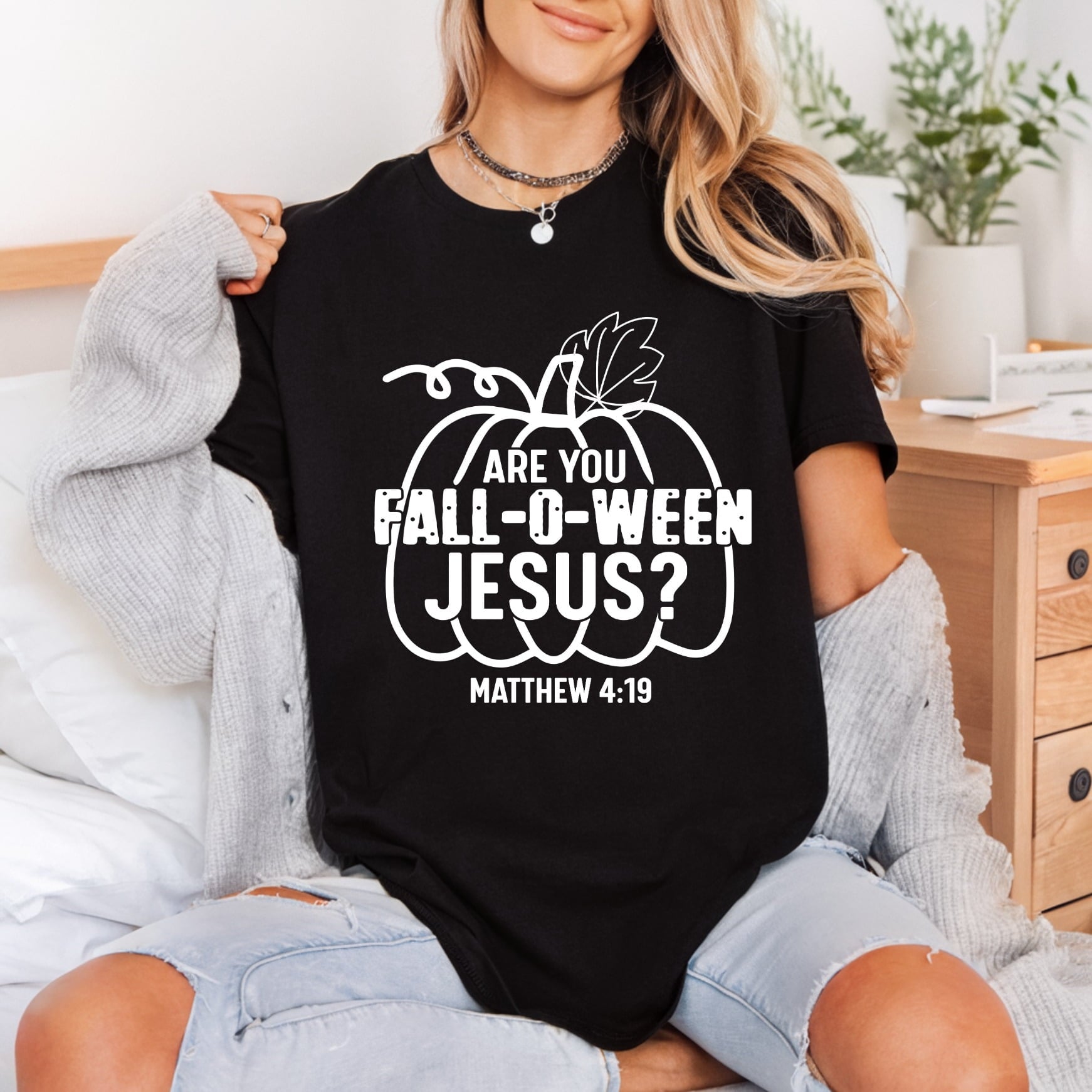 Fall-o-ween Jesus Christian Halloween Christian Faith Ready to Press DTF Transfer for Dtf