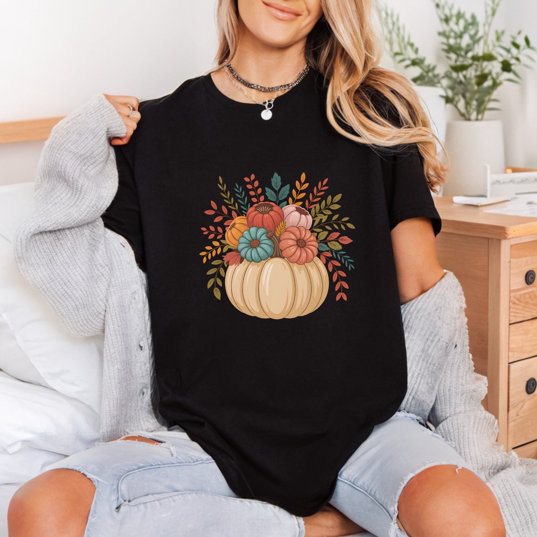 Fall Pumpkin Bouquet Autumn Halloween Thanksgiving Ready to Press DTF Transfer for Dtf