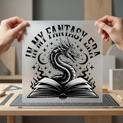 Fantasy Era Dragon Book Vintage Retro Ready to Press DTF Transfer for Dtf
