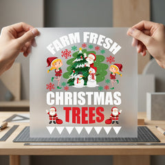 Farm Fresh Christmas Trees Christmas Ready to Press DTF Transfer for Dtf