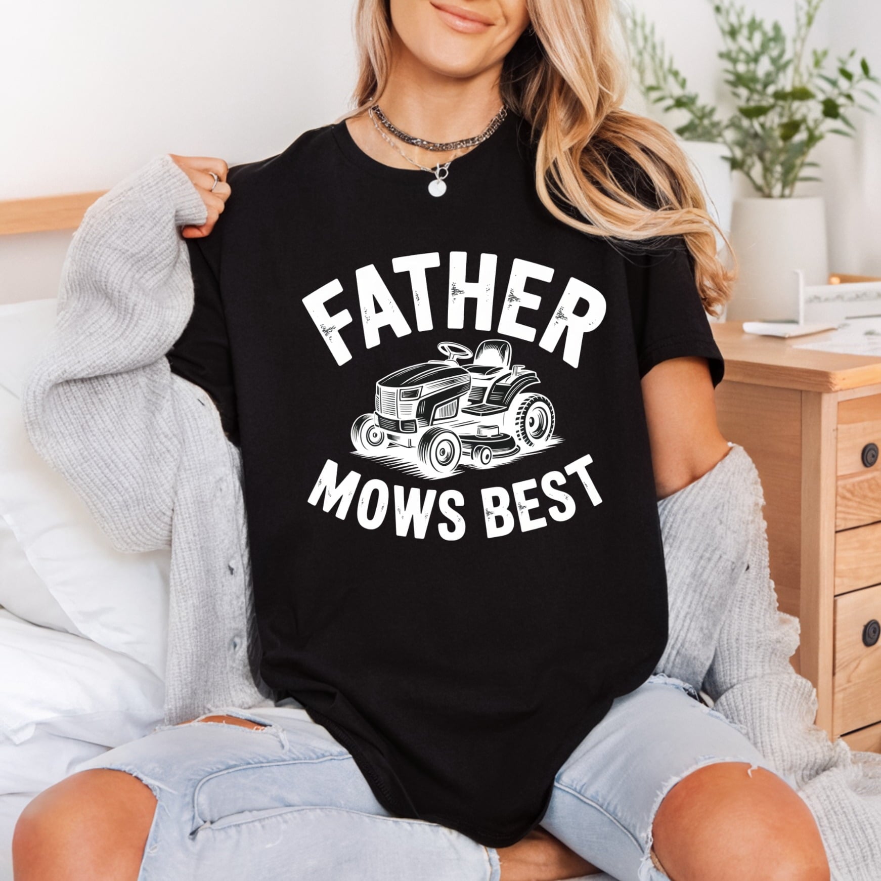 Father Mows Mower Dad Dad Funny Ready to Press DTF Transfer for Dtf