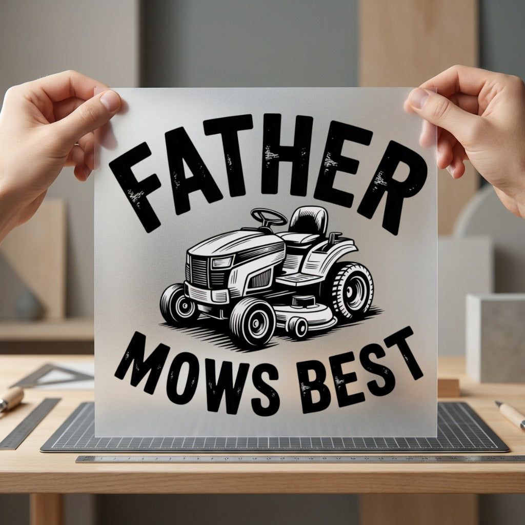 Father Mows Mower Dad Dad Funny Ready to Press DTF Transfer for Dtf