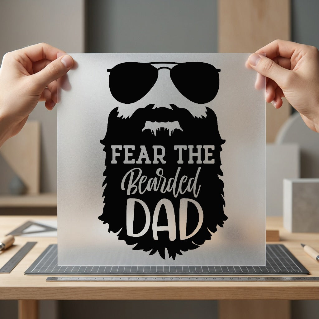 Fear Bearded Dad Funny Dad Funny Ready to Press DTF Transfer for Dtf