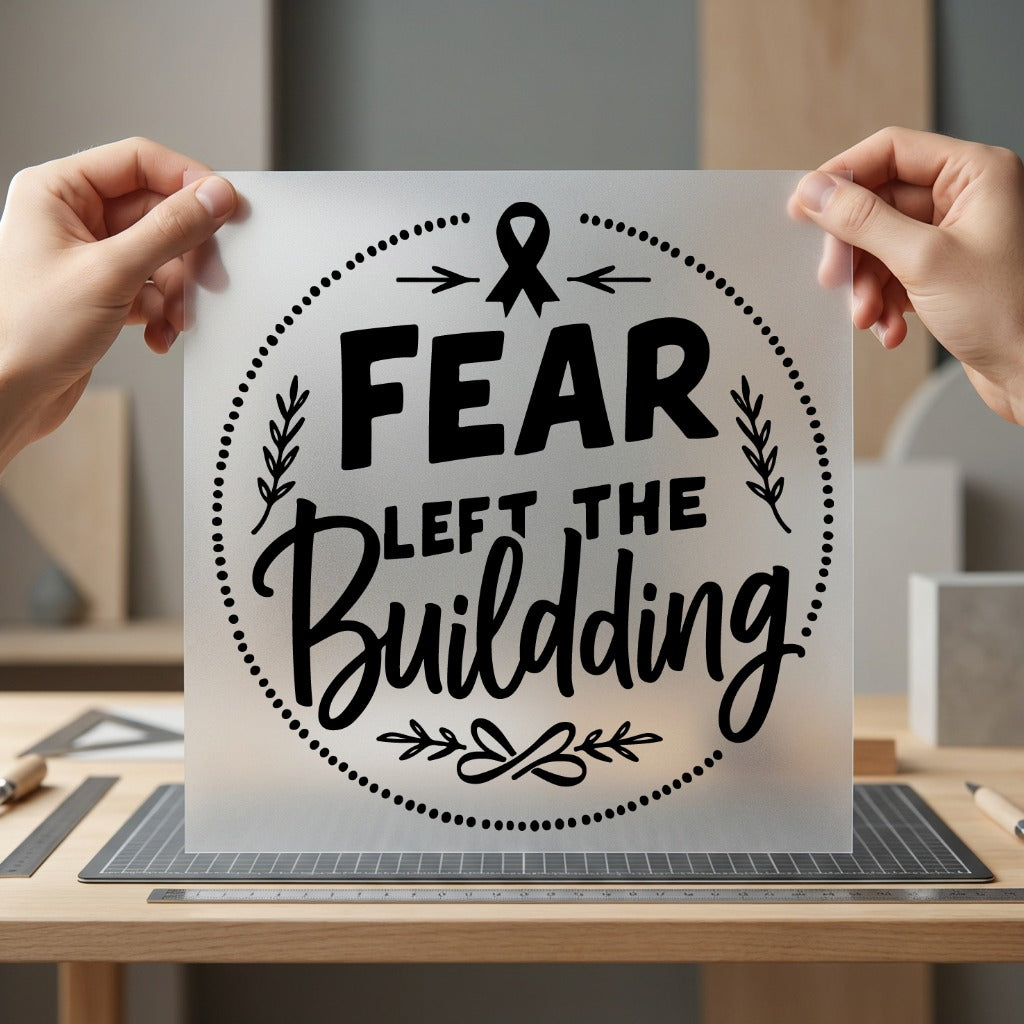 Fear Left Building Motivational Positive Vibes Collection Awareness & Causes Collection Ready to Press DTF Transfer for Dtf