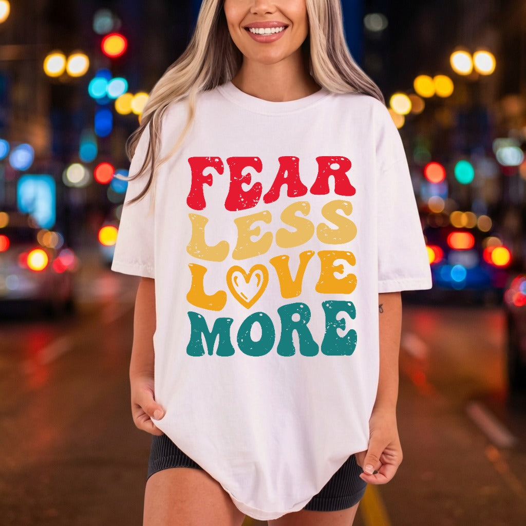Fear Less Love More Vintage Retro Ready to Press DTF Transfer for Dtf