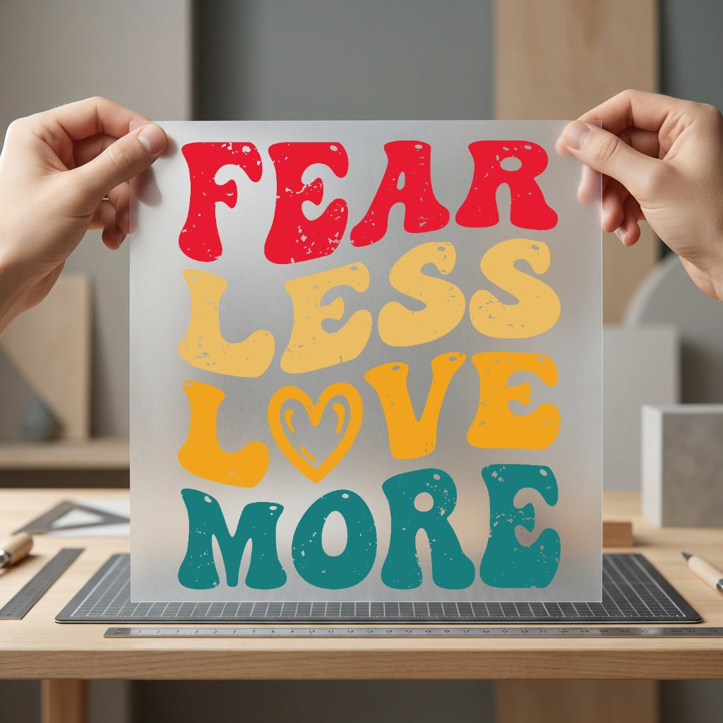 Fear Less Love More Vintage Retro Ready to Press DTF Transfer for Dtf