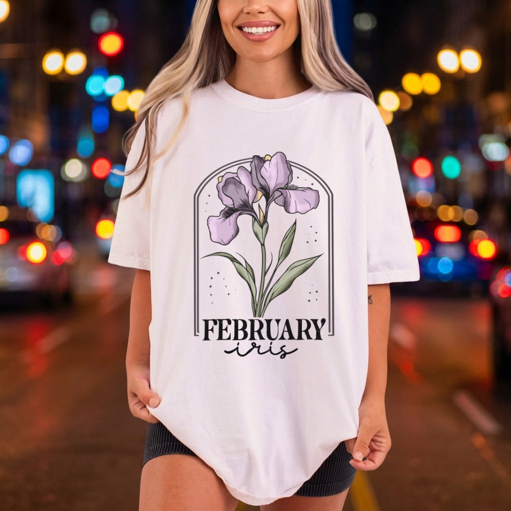 February Iris Birth Month Vintage Retro Ready to Press DTF Transfer for Dtf