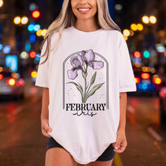 February Iris Birth Month Vintage Retro Ready to Press DTF Transfer for Dtf