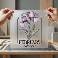 February Iris Birth Month Vintage Retro Ready to Press DTF Transfer for Dtf