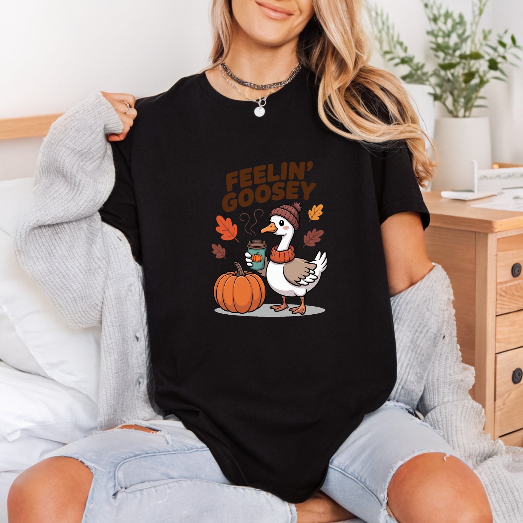 Feelin Goosey Autumnal Charm Thanksgiving Fall Ready to Press DTF Transfer for Dtf