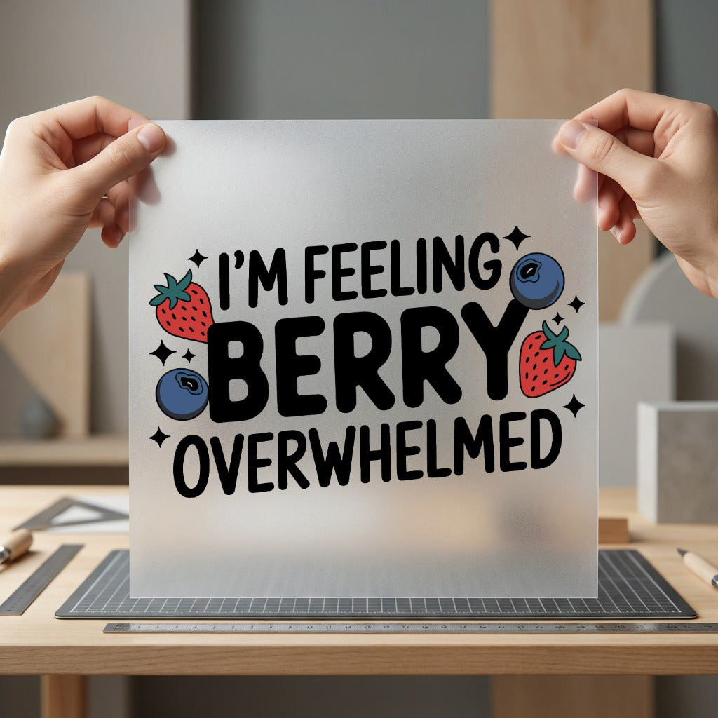 Feeling Berry Overwhelmed Humorous Funny Sarcastic Ready to Press DTF Transfer for Dtf
