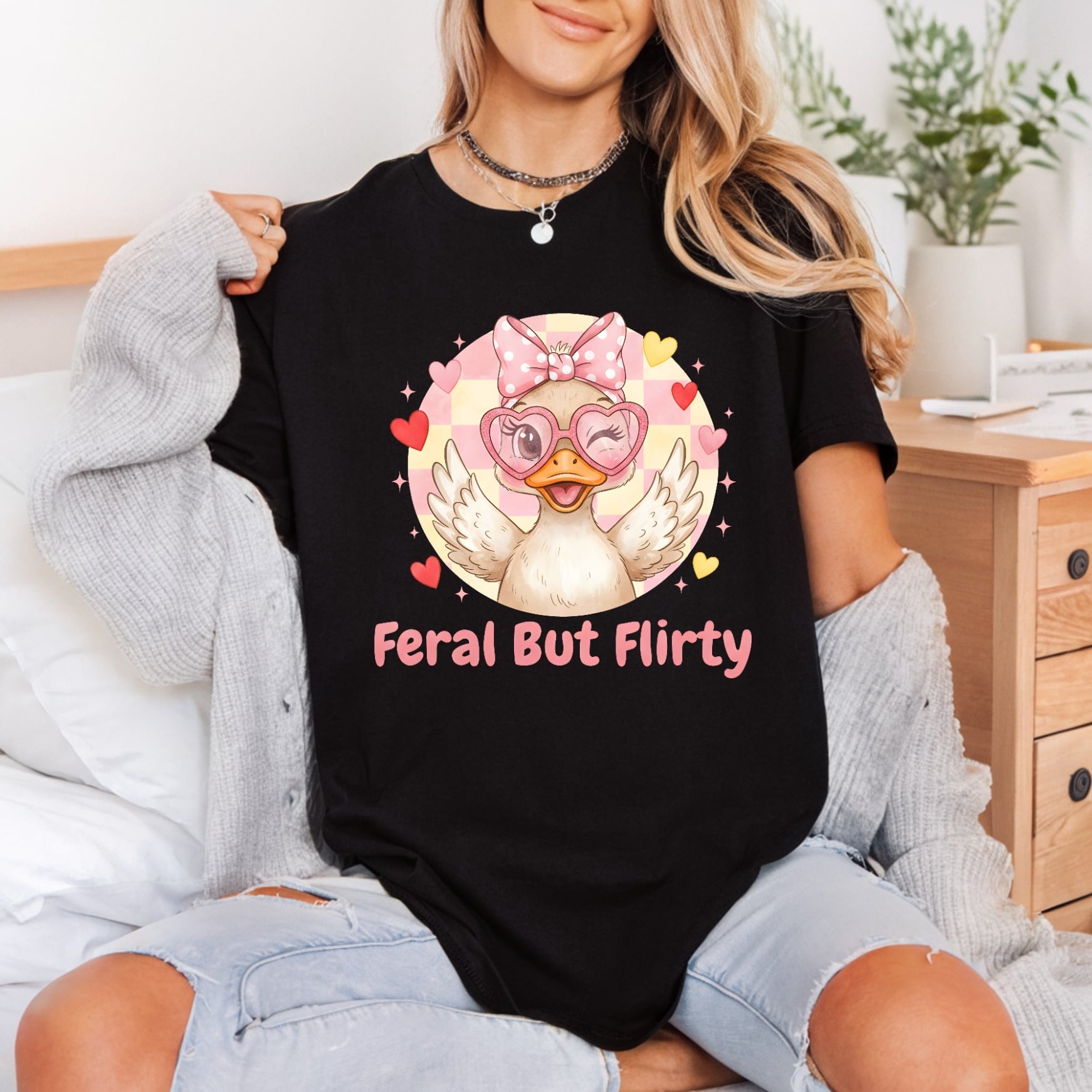 Feral But Flirty Duck Valentine Aesthetic Ready to Press DTF Transfer for Dtf