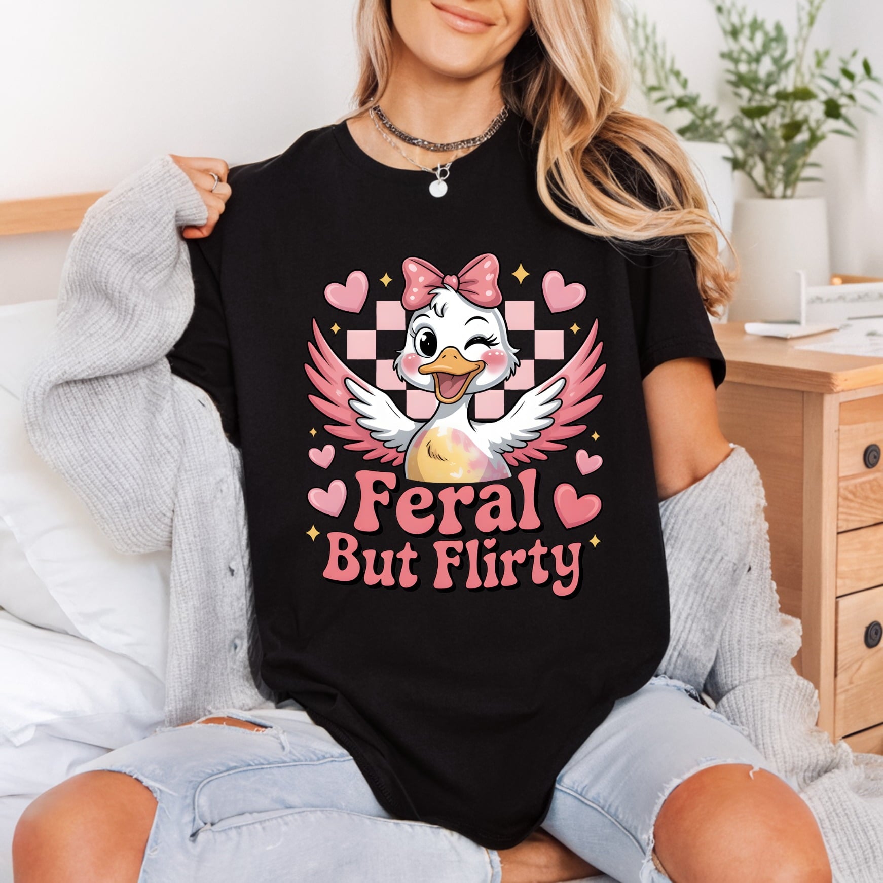 Feral But Flirty Duck Valentine Funny Ready to Press DTF Transfer for Dtf