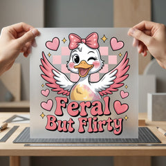 Feral But Flirty Duck Valentine Funny Ready to Press DTF Transfer for Dtf