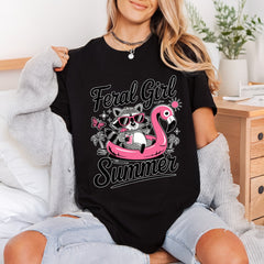 Feral Girl Summer Raccoon Summer Funny Ready to Press DTF Transfer for Dtf