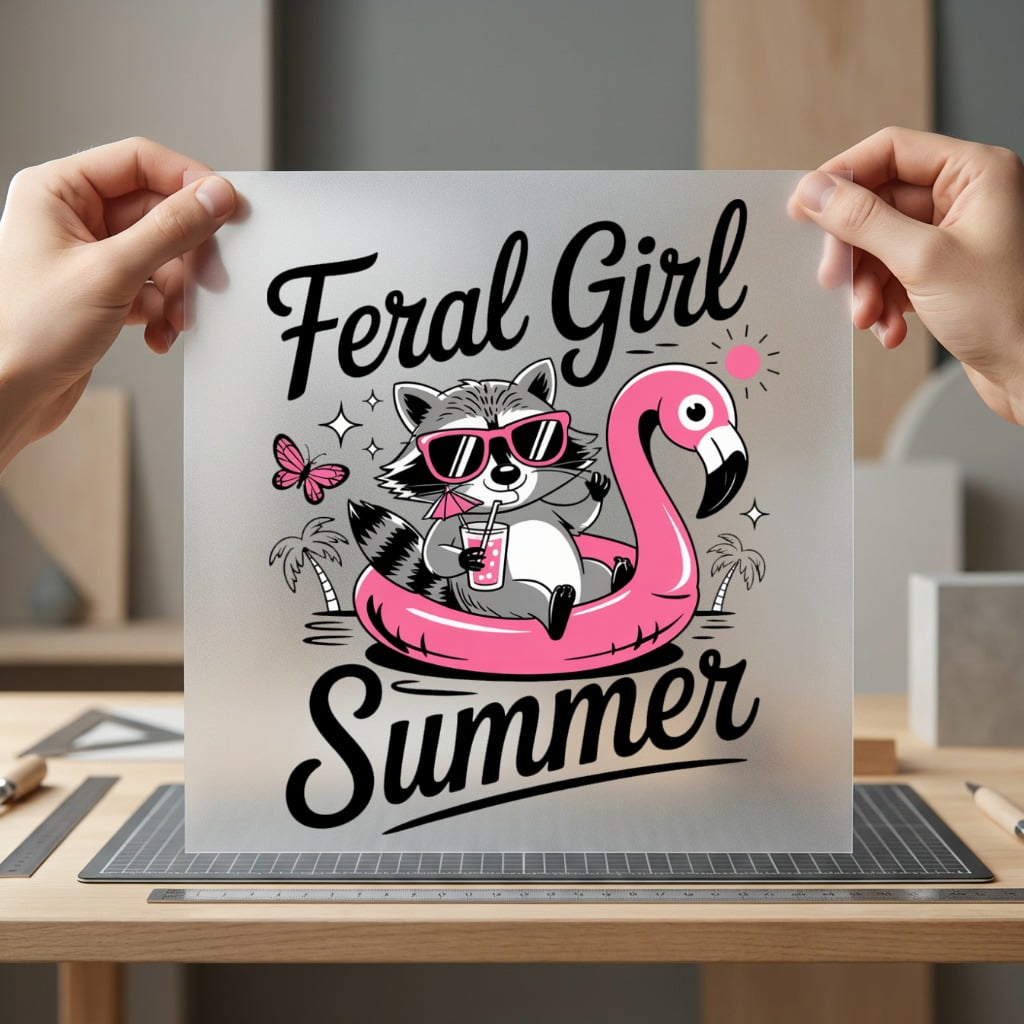 Feral Girl Summer Raccoon Summer Funny Ready to Press DTF Transfer for Dtf