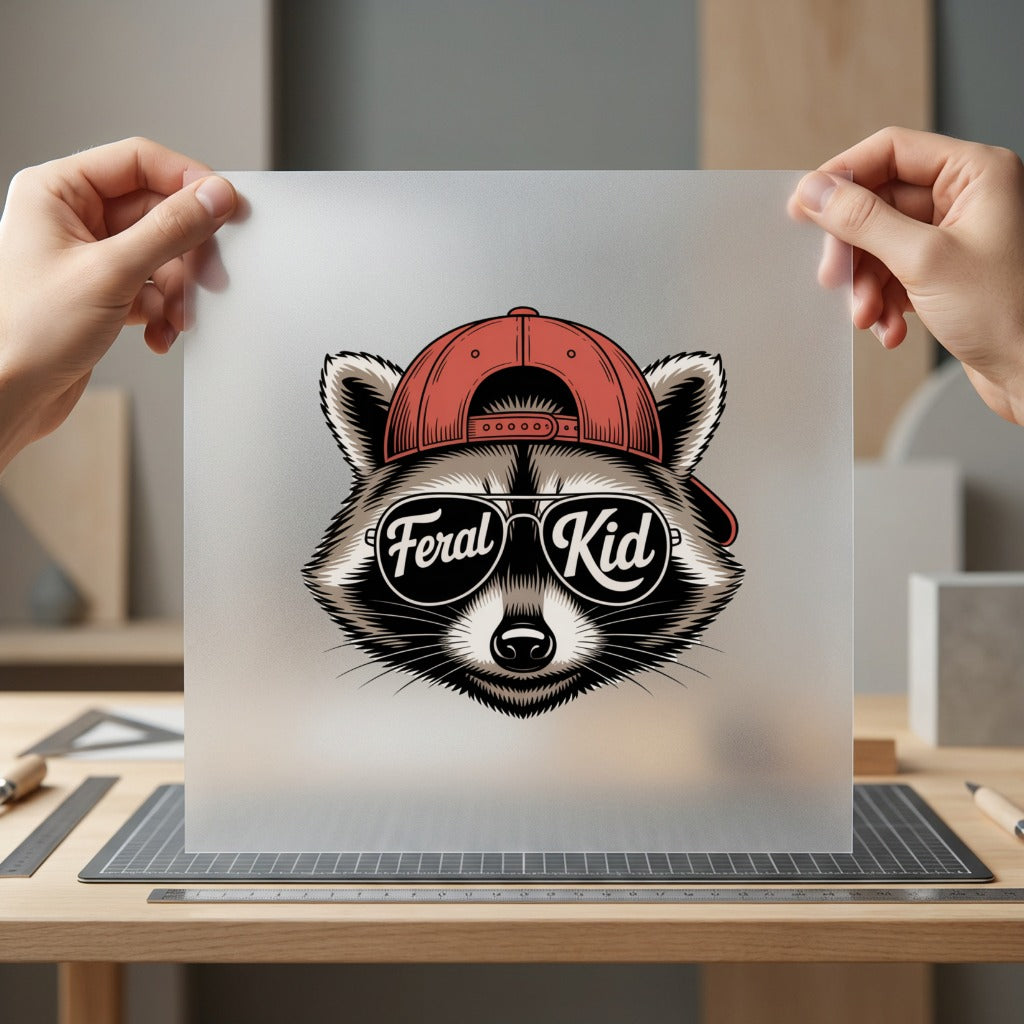 Feral Kid Raccoon Hipster Funny Retro Ready to Press DTF Transfer for Dtf