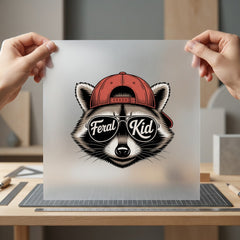 Feral Kid Raccoon Hipster Funny Retro Ready to Press DTF Transfer for Dtf