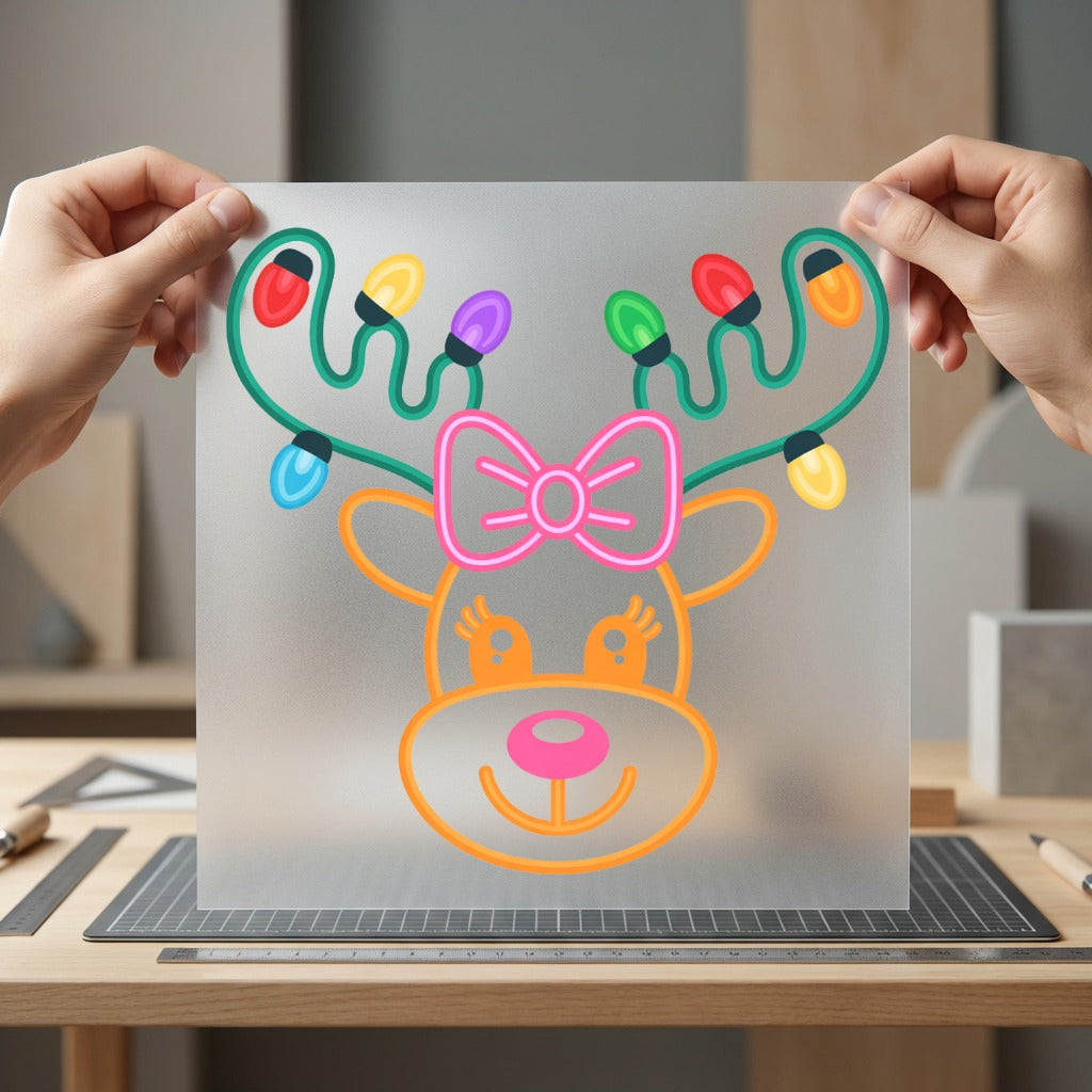 Festive Reindeer Holiday Diy Christmas Ready to Press DTF Transfer for Dtf