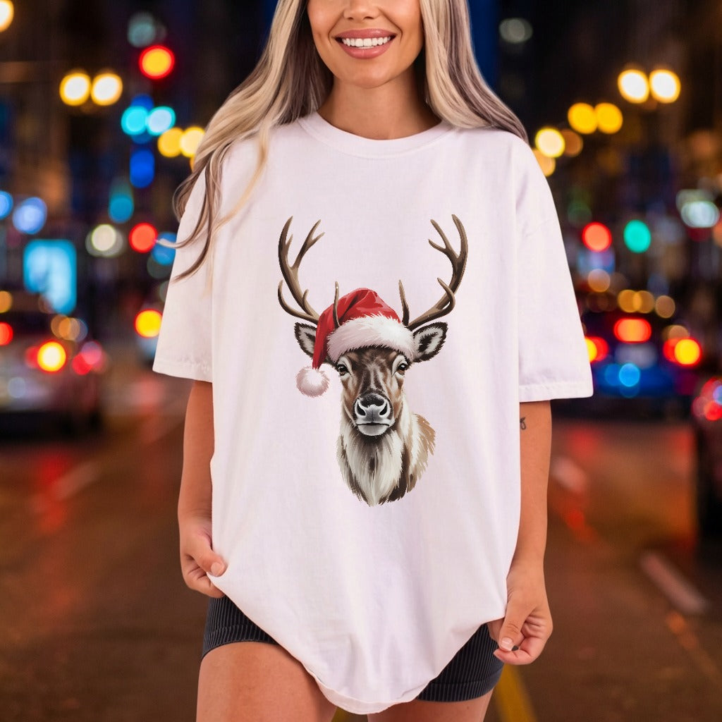 Festive Reindeer Santa Hat Christmas Ready to Press DTF Transfer for Dtf