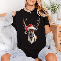 Festive Reindeer Santa Hat Christmas Ready to Press DTF Transfer for Dtf