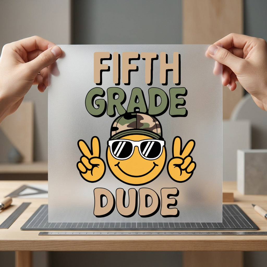 Fifth Grade Dude Emoji Funny Ready to Press DTF Transfer for Dtf