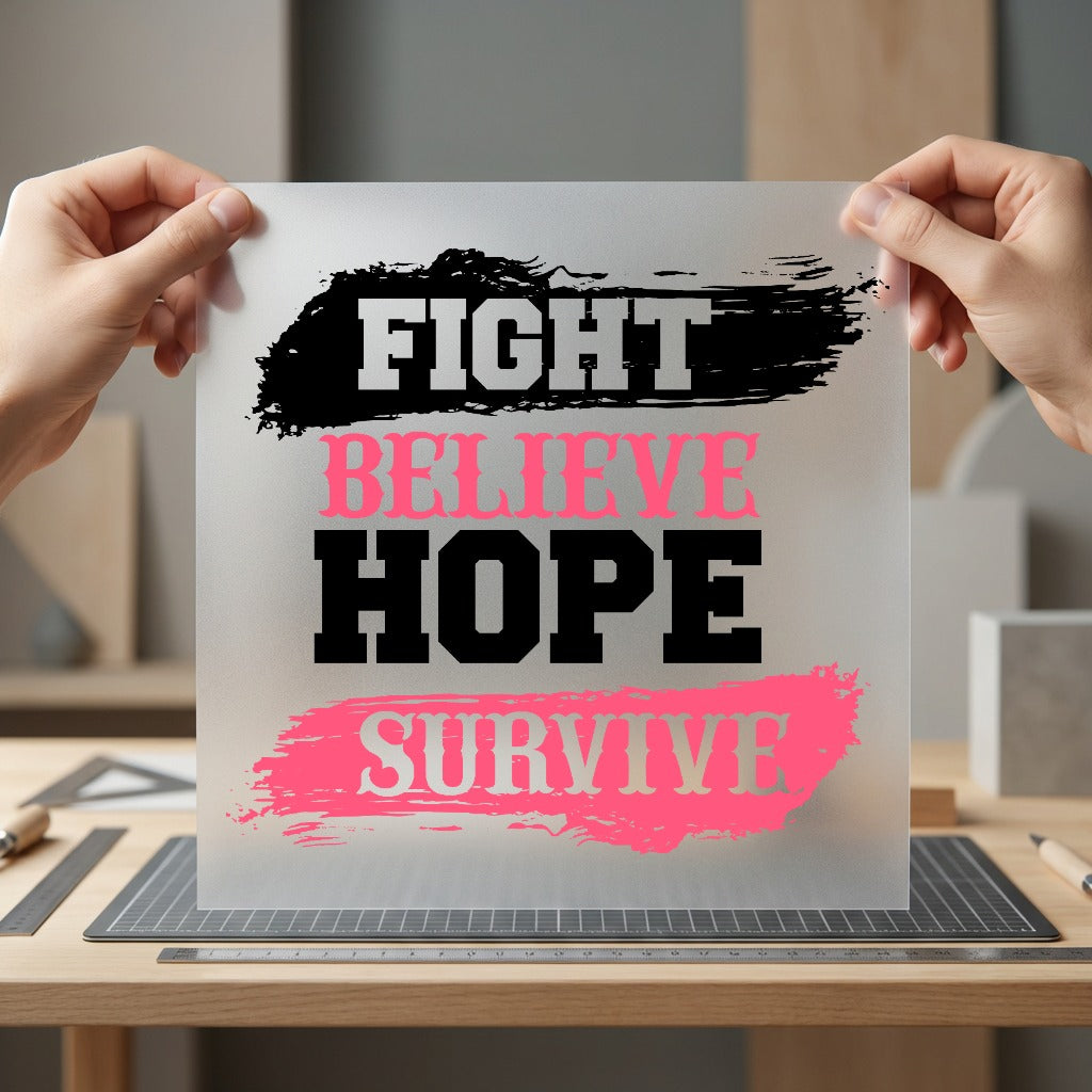 Fight Believe Hope Survive Faith Ready to Press DTF Transfer for Dtf