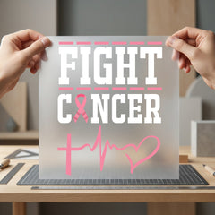 Fight Cancer Pink Ribbon Christian Faith Ready to Press DTF Transfer for Dtf