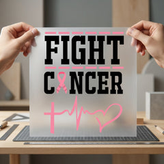 Fight Cancer Pink Ribbon Christian Faith Ready to Press DTF Transfer for Dtf