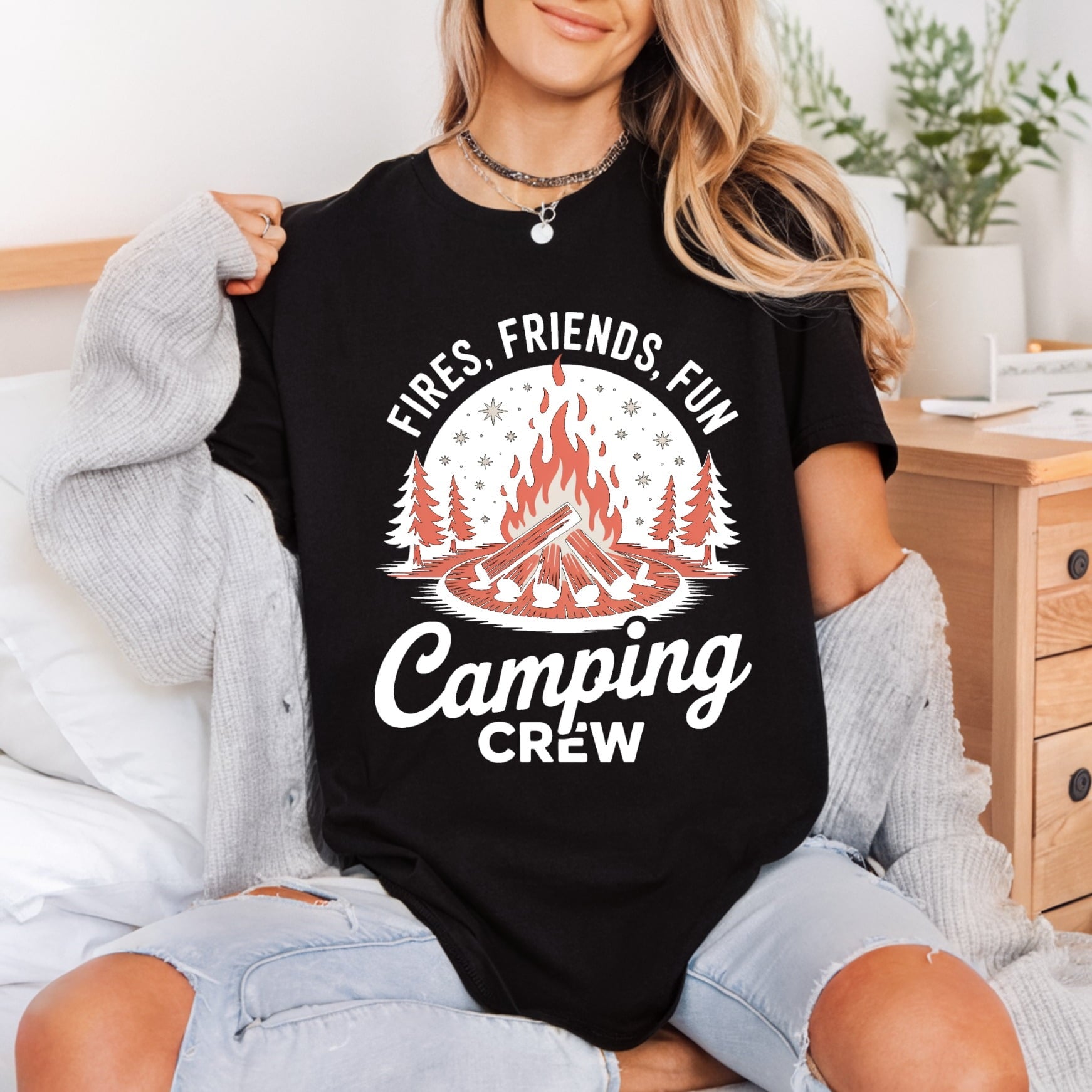 Fires Friends Fun Camping Retro Camping Ready to Press DTF Transfer for Dtf