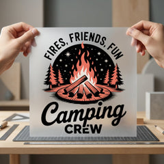 Fires Friends Fun Camping Retro Camping Ready to Press DTF Transfer for Dtf