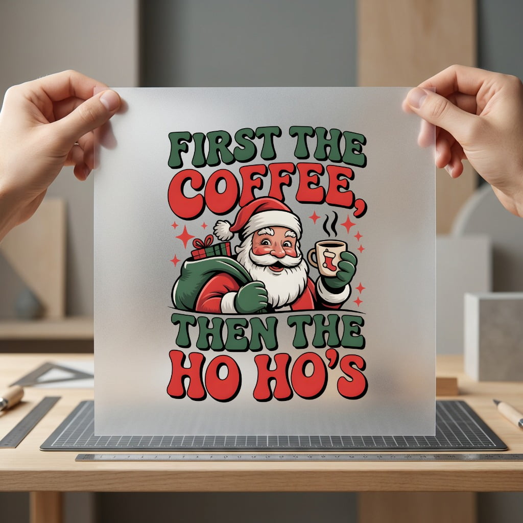 First Coffee Then Christmas Christmas Funny Ready to Press DTF Transfer for Dtf