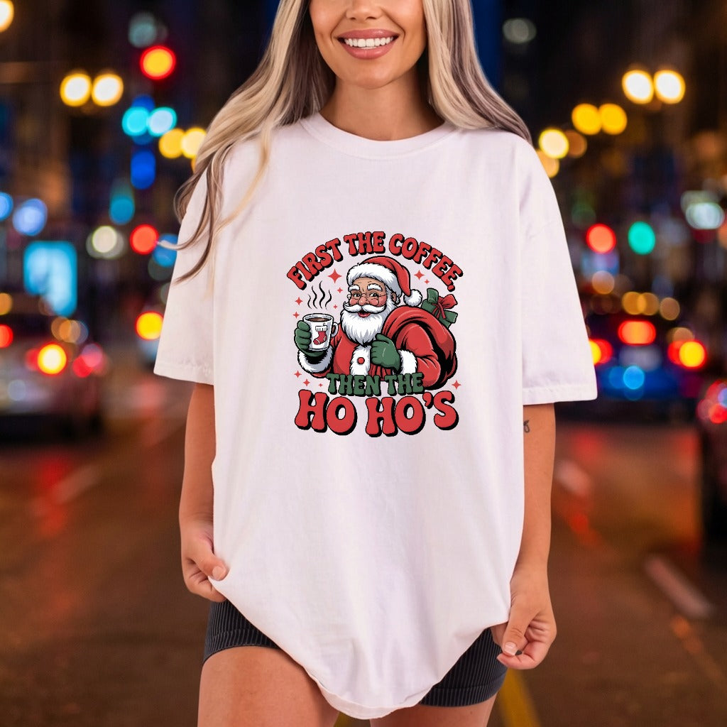First Coffee Then Retro Christmas Funny Ready to Press DTF Transfer for Dtf