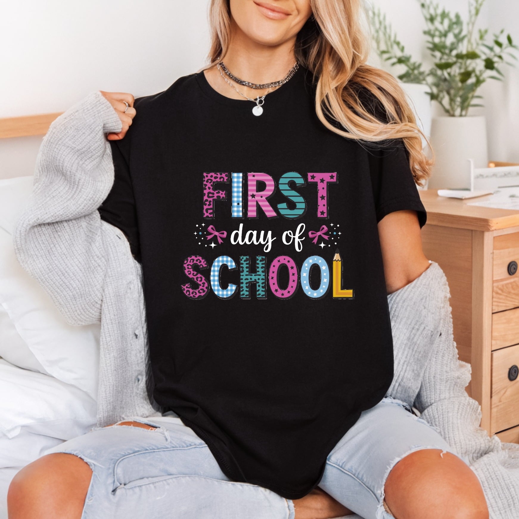 First Day School Back Teacher Funny Ready to Press DTF Transfer for Dtf