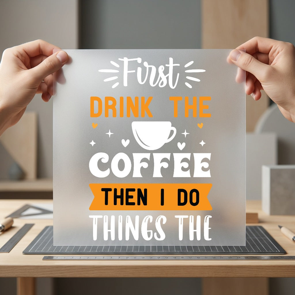 First Drink Coffee Quote Funny Sarcastic Ready to Press DTF Transfer for Dtf