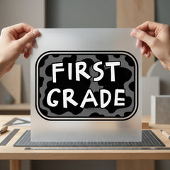 First Grade Cow Retro Teacher Vintage Ready to Press DTF Transfer for Dtf