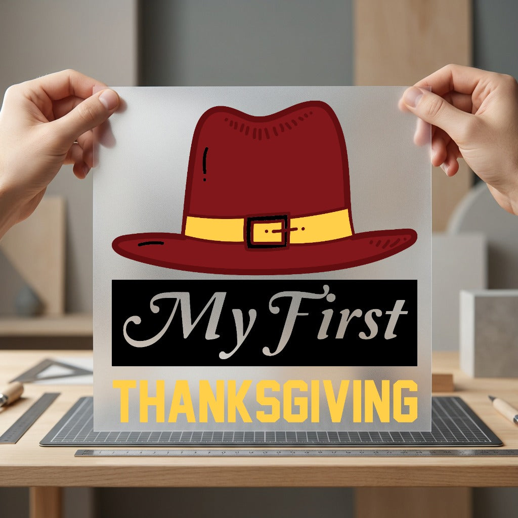 First Thanksgiving Pilgrim Hat Thanksgiving Autumn Ready to Press DTF Transfer for Dtf