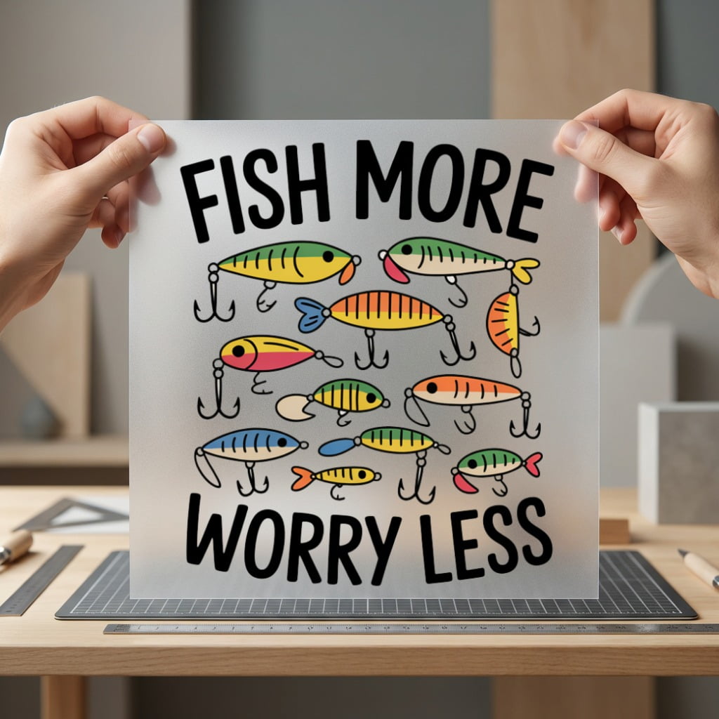 Fish More Worry Less Dad Fishing Ready to Press DTF Transfer for Dtf