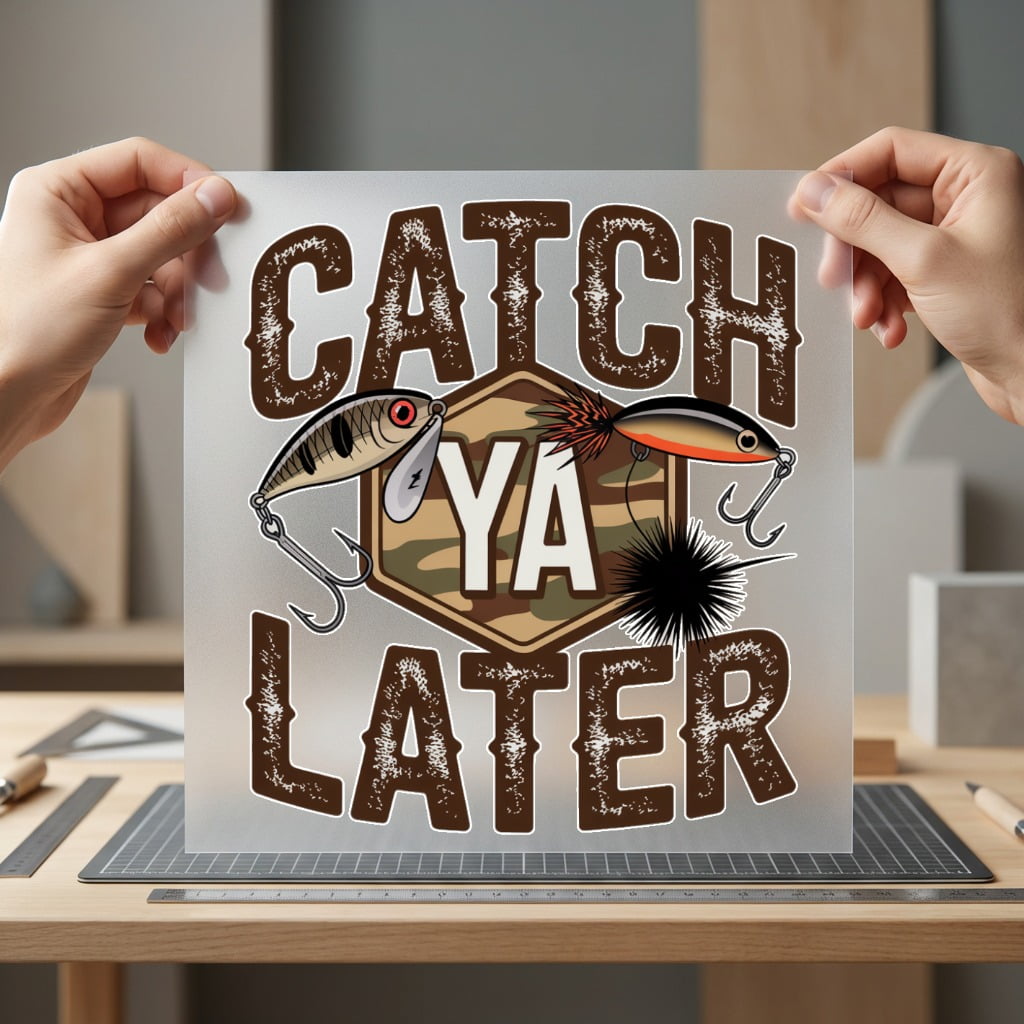 Fishing Lure Catch Later Dad Funny Ready to Press DTF Transfer for Dtf