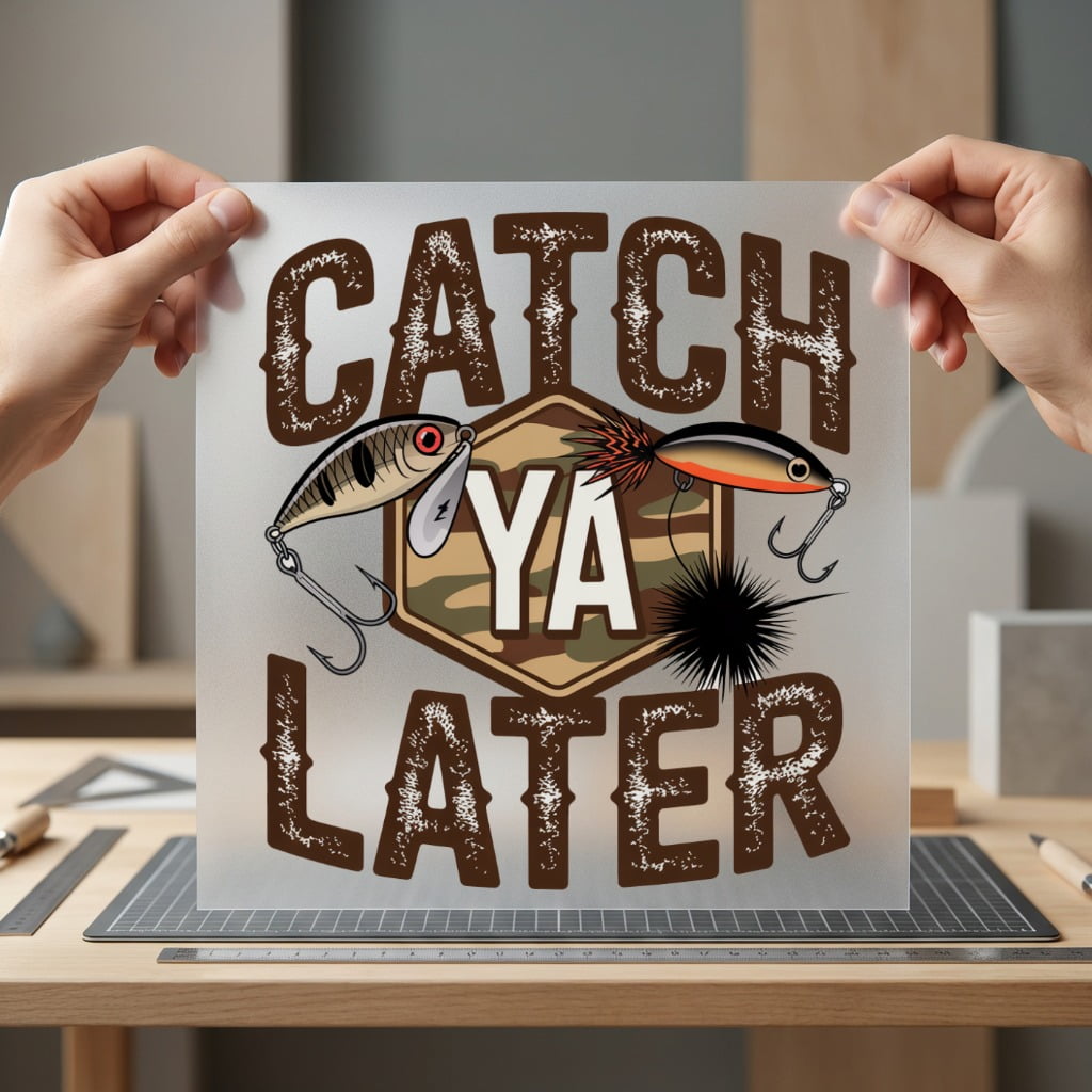 Fishing Lure Catch Later Dad Funny Ready to Press DTF Transfer for Dtf