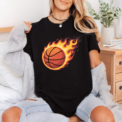 Flaming Basketball Sporty Diy Fitness Ready to Press DTF Transfer for Dtf