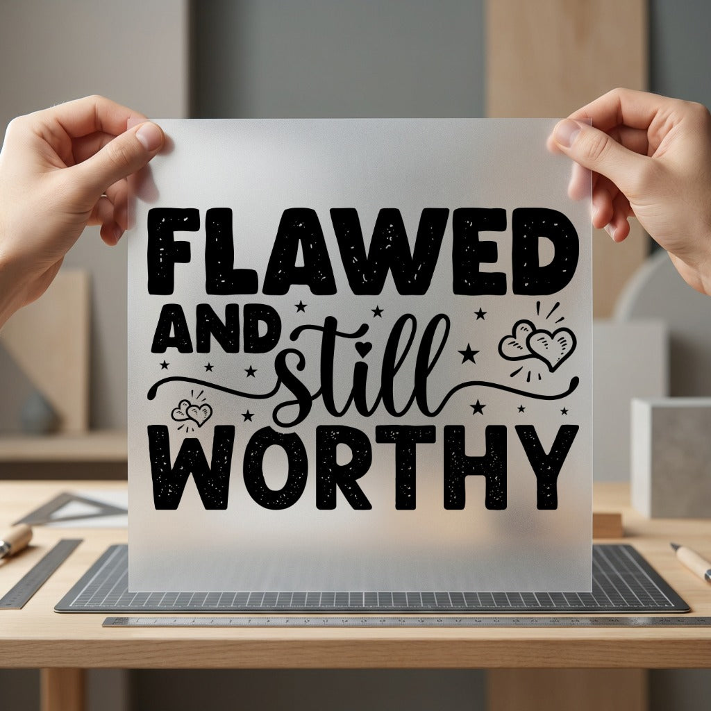Flawed Still Worthy Motivational Affirmations Collection Positive Vibes Collection Ready to Press DTF Transfer for Dtf