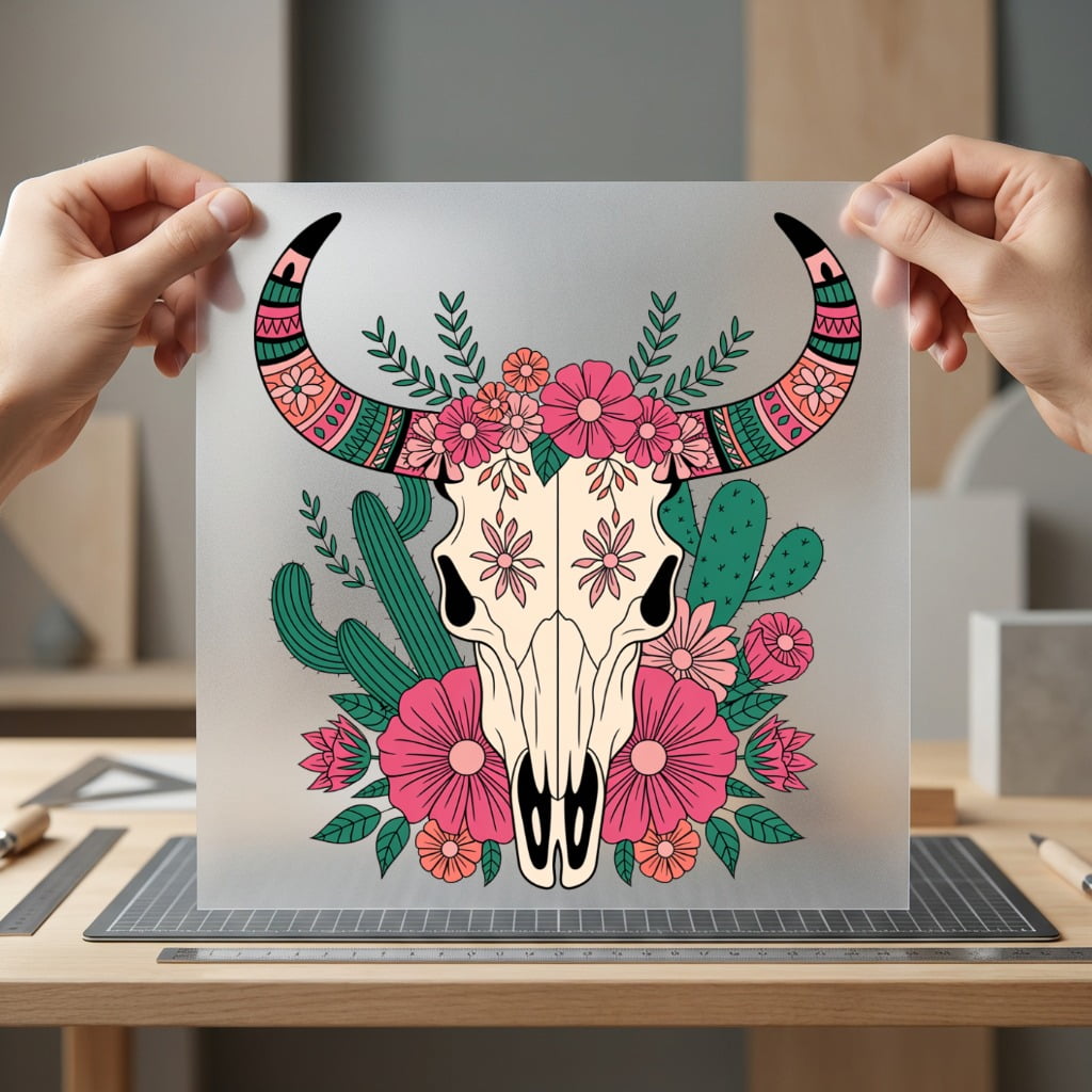 Floral Boho Bull Skull Boho Western Ready to Press DTF Transfer for Dtf