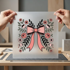 Floral Bow Wreath Elegant Aesthetic Floral Ready to Press DTF Transfer for Dtf