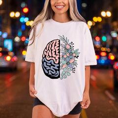 Floral Brain Split Creative Floral Ready to Press DTF Transfer for Dtf