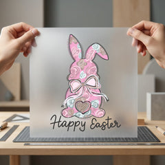 Floral Bunny Happy Easter Easter Spring Ready to Press DTF Transfer for Dtf
