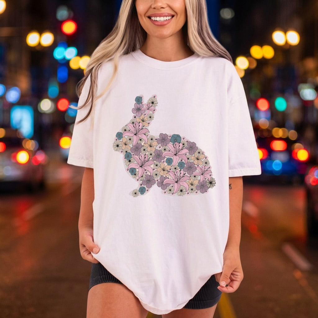 Floral Bunny Silhouette Boho Easter Boho Ready to Press DTF Transfer for Dtf